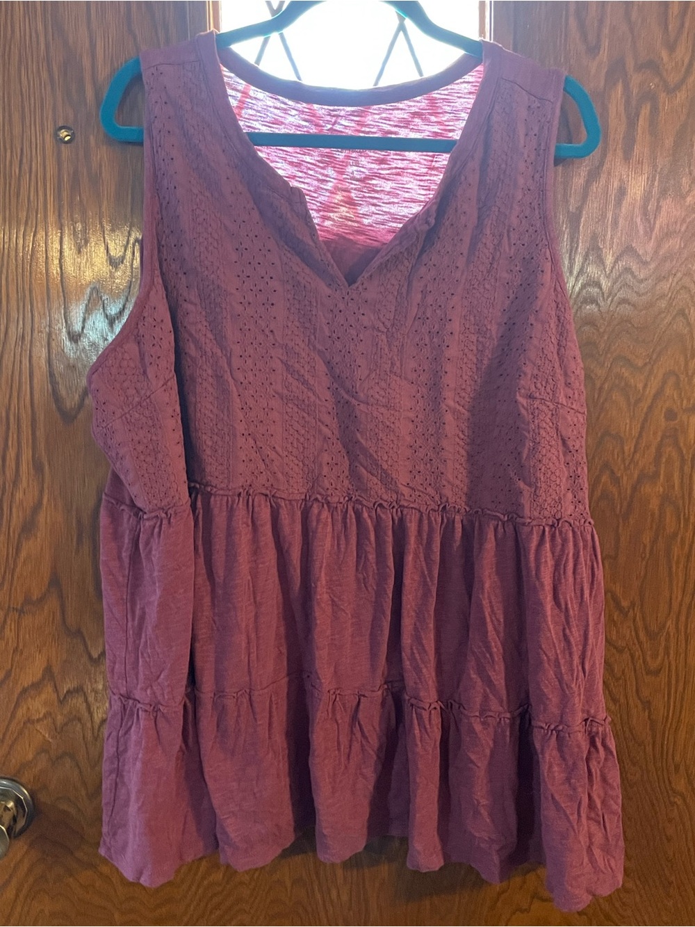 torrid Mauve Eyelet Tiered V-Neck Tank Tunic